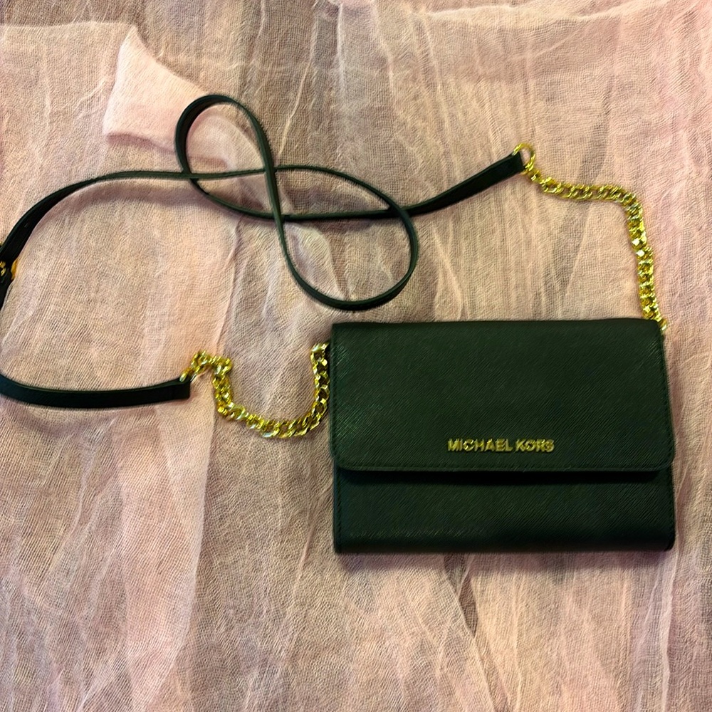 Michael Kors black saffiano leather crossbody bag convertible clutch or wallet